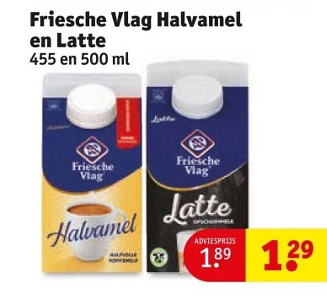 Friesche Vlag Halvamel en Latte 455 en 500 ml