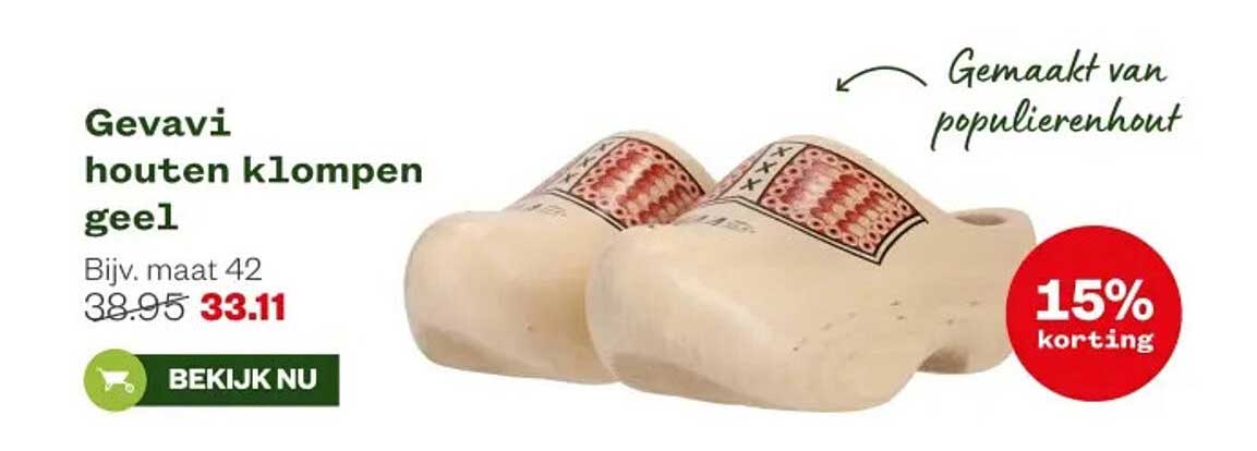 Gevavi houten klompen geel