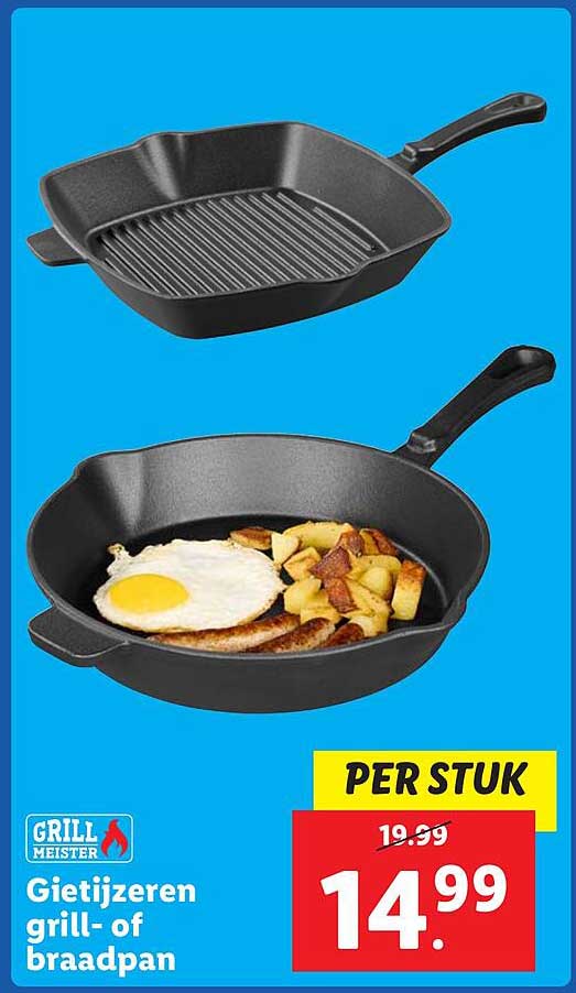 Gietijzeren grill- of braadpan