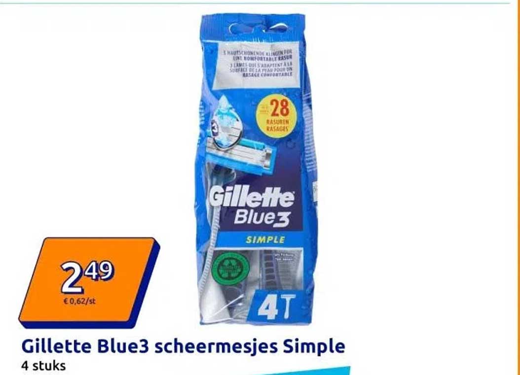 Gillette Blue3 scheermesjes Simple 4 stuks