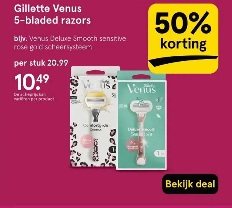 Gillette Venus 5-bladed razors 50% korting