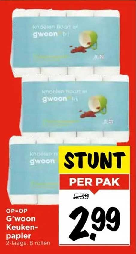 G'woon Keuken-papier 2-laags, 8 rollen