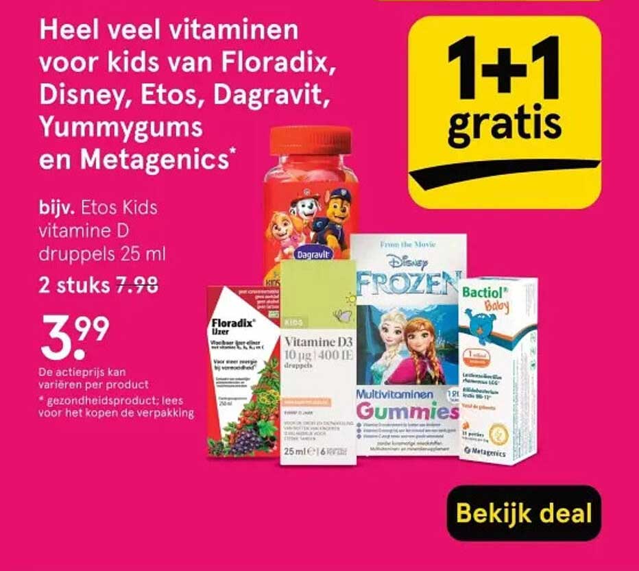 Heel veel vitaminen voor kids van Floradix, Disney, Etos, Dagravit, Yummygums en Metagenics*