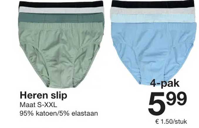 Heren slip - 4-pak voor €5,99