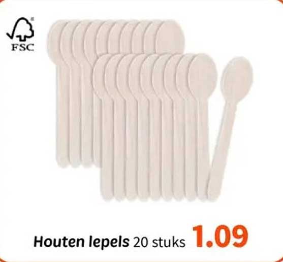 Houten lepels 20 stuks