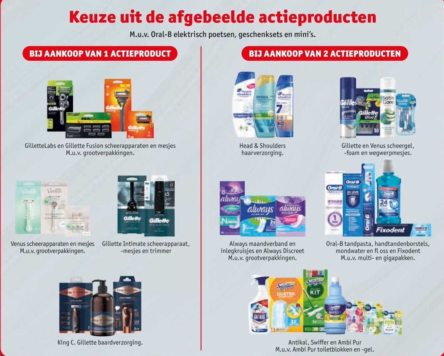 Keuze uit de afgebeelde actieproducten