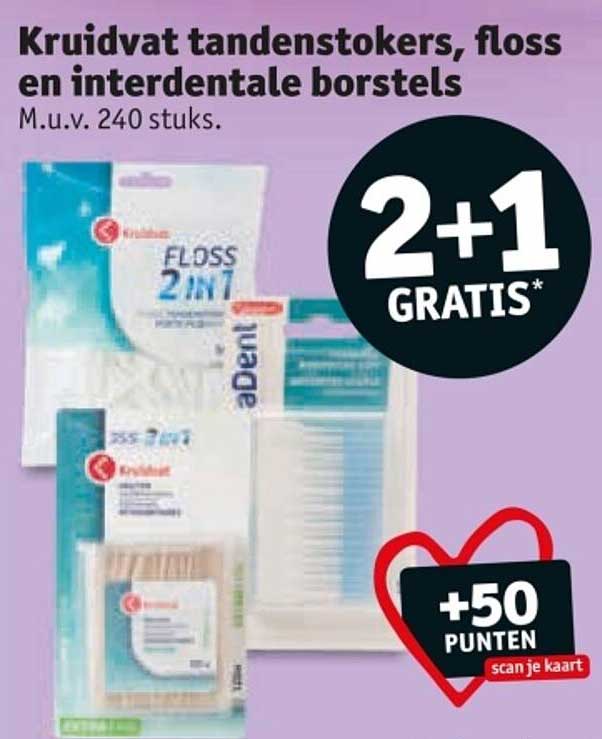 Kruidvat tandenstokers, floss en interdental borstel M.u.v. 240 stuks.