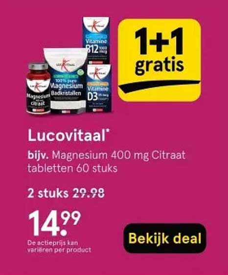 Lucovitaal* bijv. Magnesium 400 mg Citraat tabletten 60 stuks