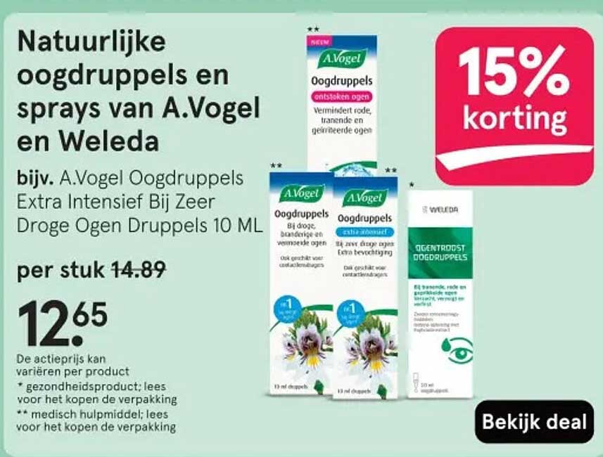 Natuurlijke oogdruppels en sprays van A.Vogel en Weleda