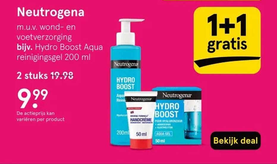 Neutrogena m.u.v. wond- en voetverzorging bijv. Hydro Boost Aqua reinigingsgel 200 ml