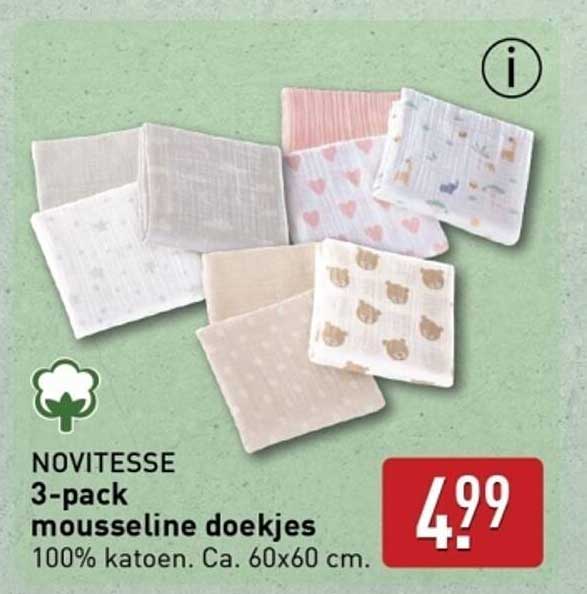 NOVITESSE 3-pack mousseline doekjes