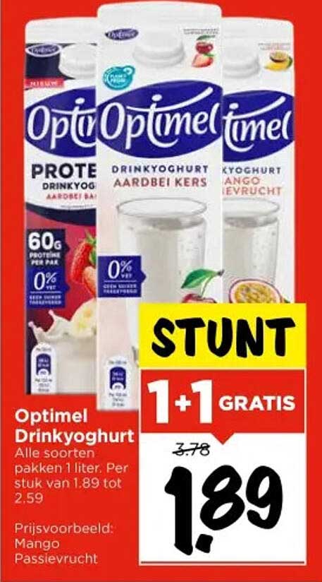 Optimaal Drinkyoghurt 1+1 GRATIS
