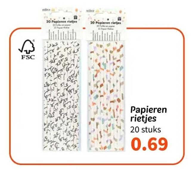 Papieren rietjes 20 stuks