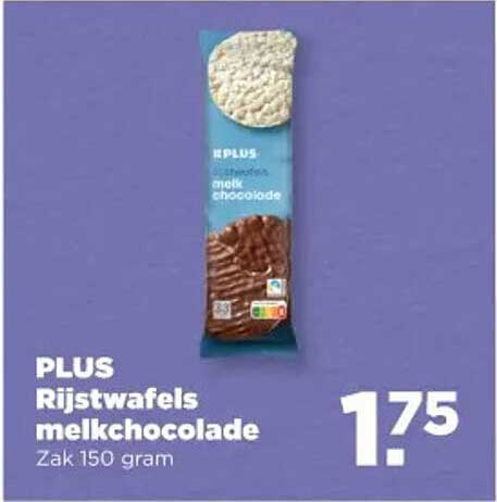PLUS Rijstwafels melkchocolade Zak 150 gram