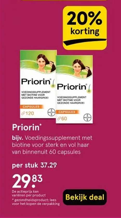 Priorin bijv. Voedingssupplement met biotine voor gezonde haargroei