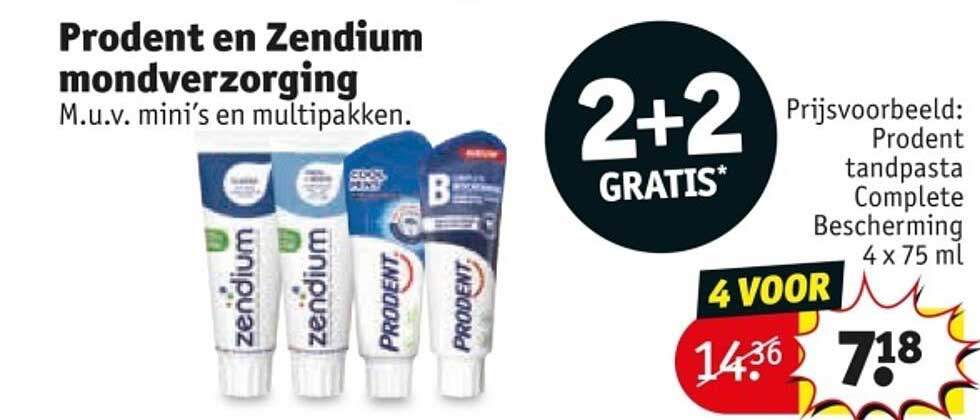 Prodent en Zendium mondverzorging M.u.v. mini's en multipakken.