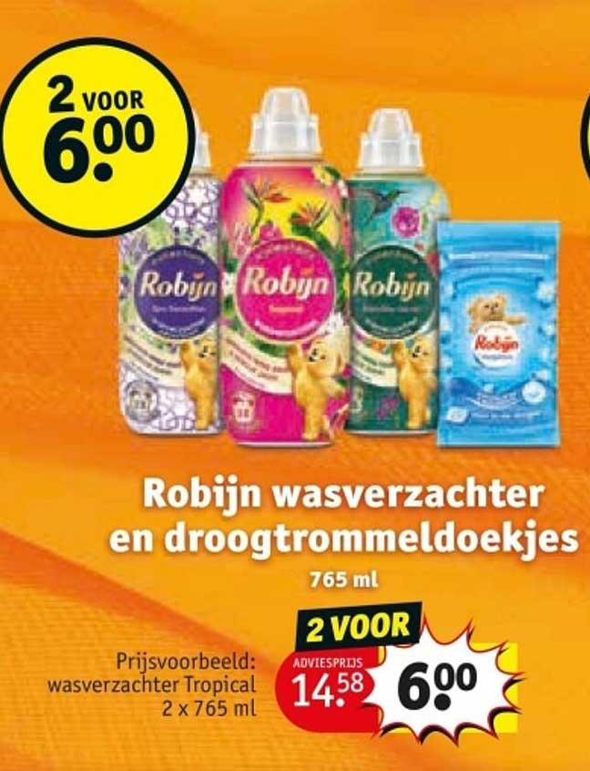 Robijn wasverzachter en droogtrommeldoekjes 765 ml