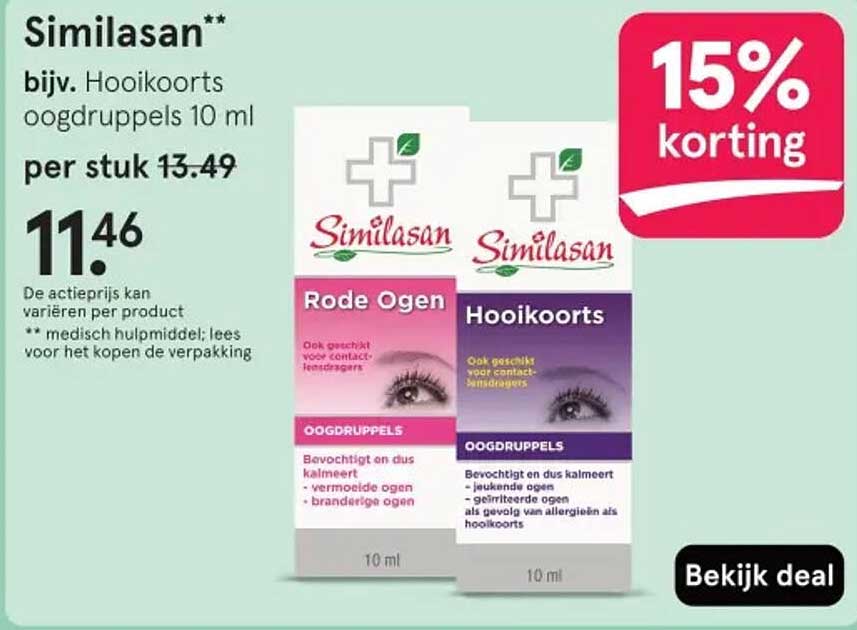 Similasan** bijv. Hooikoorts oogdruppels 10 ml