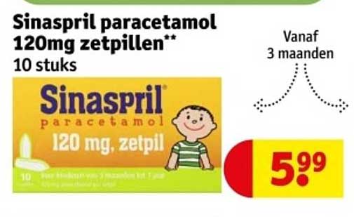 Sinaspril paracetamol 120mg zetpillen** 10 stuks