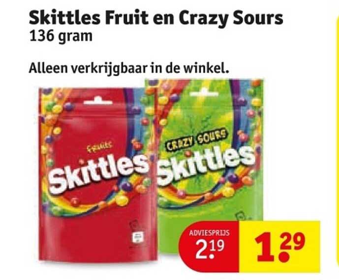 Skittles Fruit en Crazy Sours 136 gram