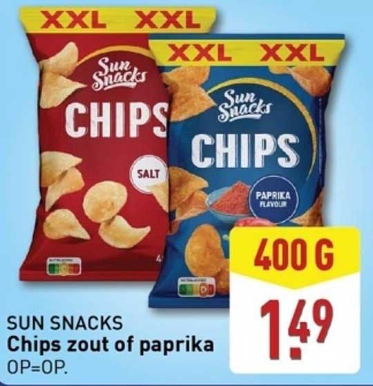 SUN SNACKS Chips zout of paprika