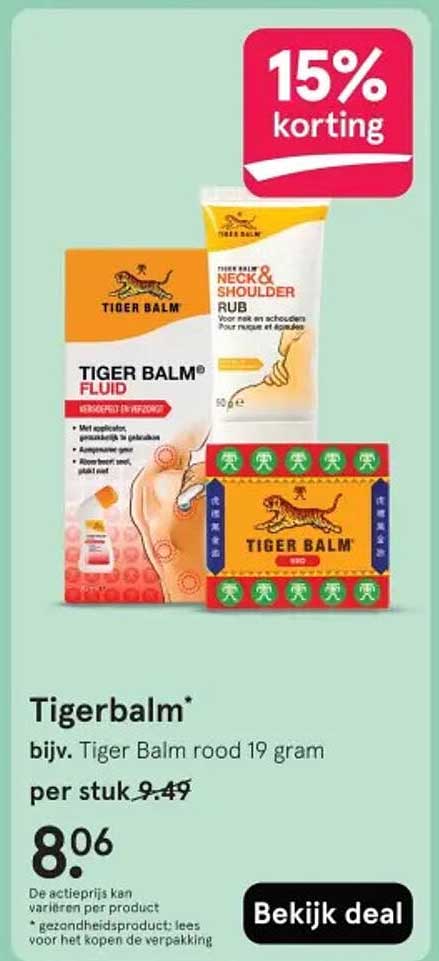 Tigerbalm* bijv. Tiger Balm rood 19 gram