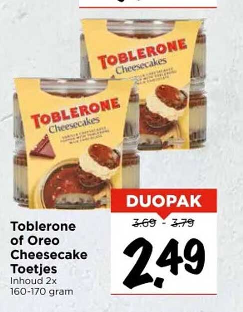 Toblerone of Oreo Cheesecake Toetjes