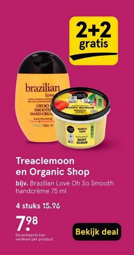 Treaclemoon en Organic Shop bijv. Brazilian Love Oh So Smooth handcrème 75 ml