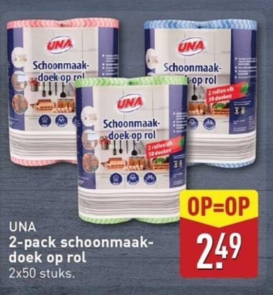 UNA 2-pack schoonmaakdoek op rol
