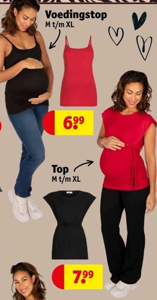 Voedingsstop M t/m XL voor €6,99 en Top M t/m XL voor €7,99