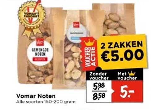Vomar Noten: 2 zakken voor €5,00