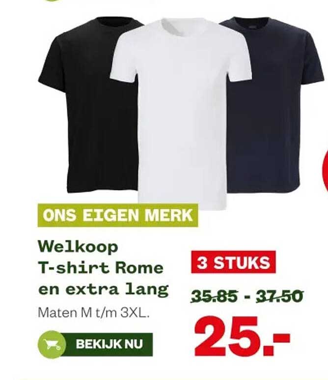 Welkoop T-shirt Rome en extra lang