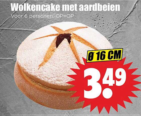 Wolkencake met aardbeien