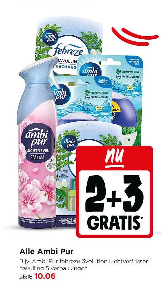 Alle Ambi Pur Bijv. Ambi Pur febreze 3volution luchtverfrisser navulling 5 verpakkingen 2+3 GRATIS*