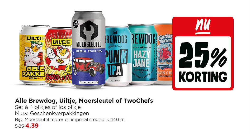 Alle Brewdog, Uiltje, Moersleutel of TwoChefs 25% korting