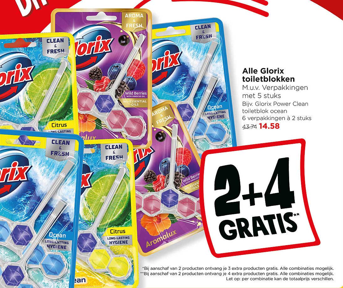 Alle Glorix toiletblokken 2+4 GRATIS