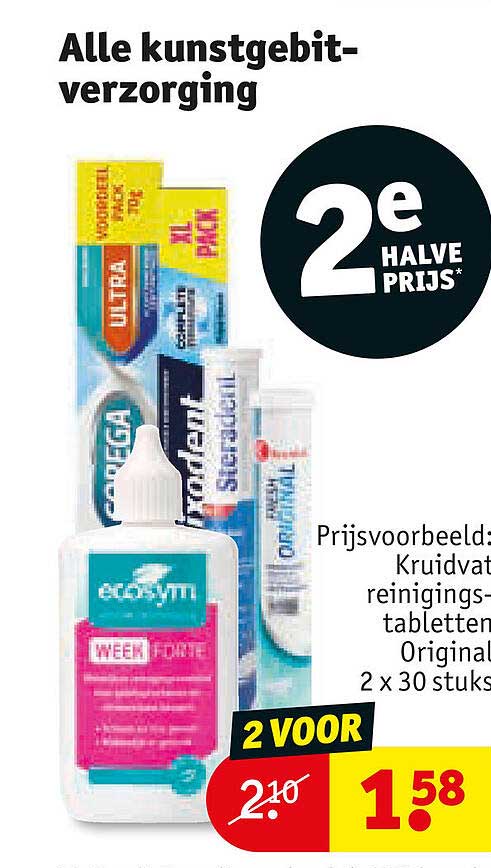 Alle kunstgebit-verzorging 2e halve prijs