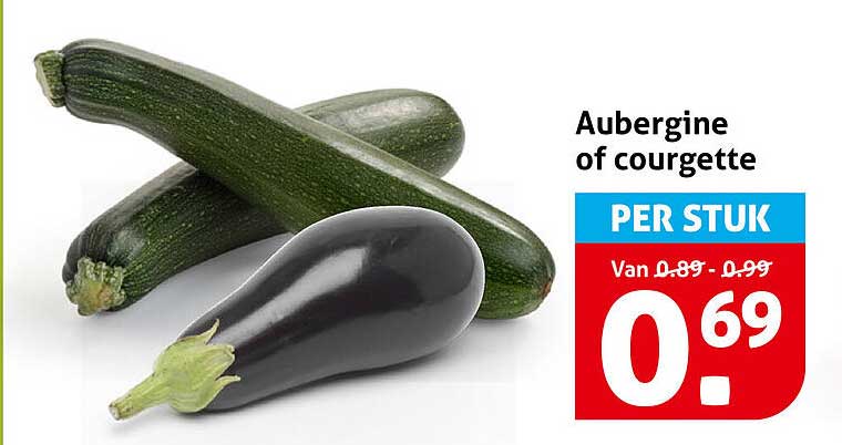 Aubergine of courgette PER STUK