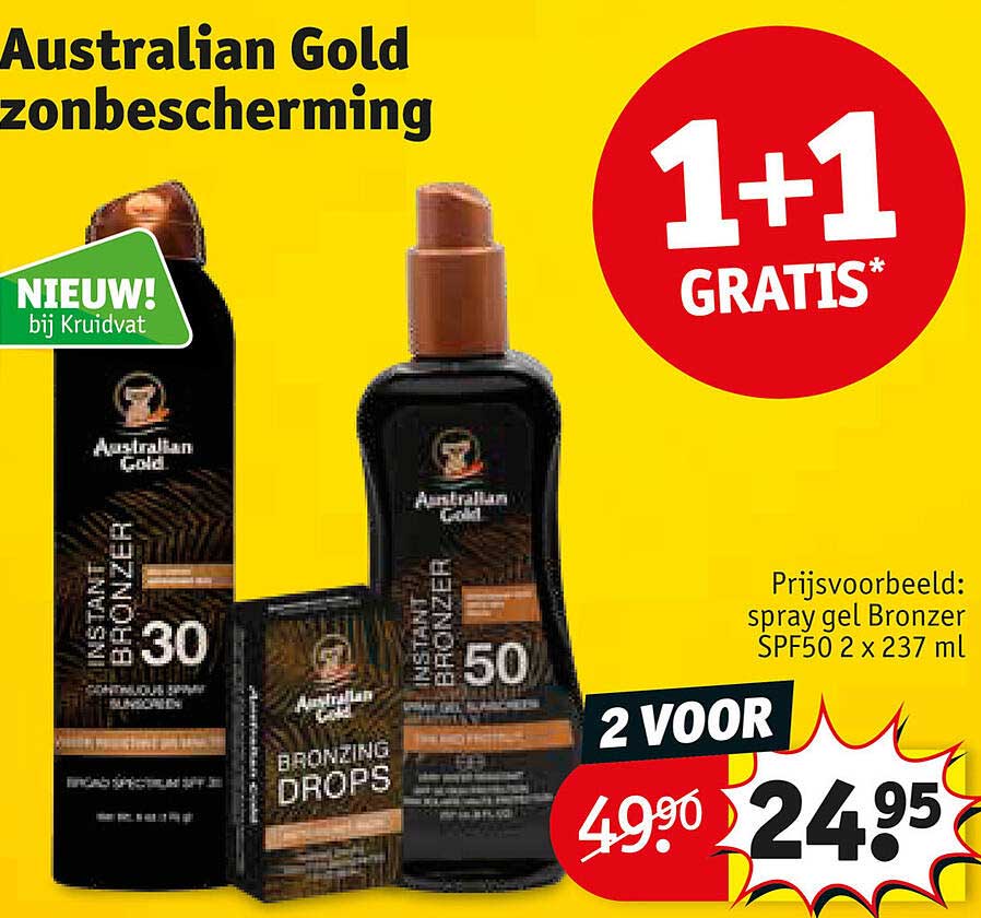 Australian Gold zonbescherming 1+1 GRATIS*