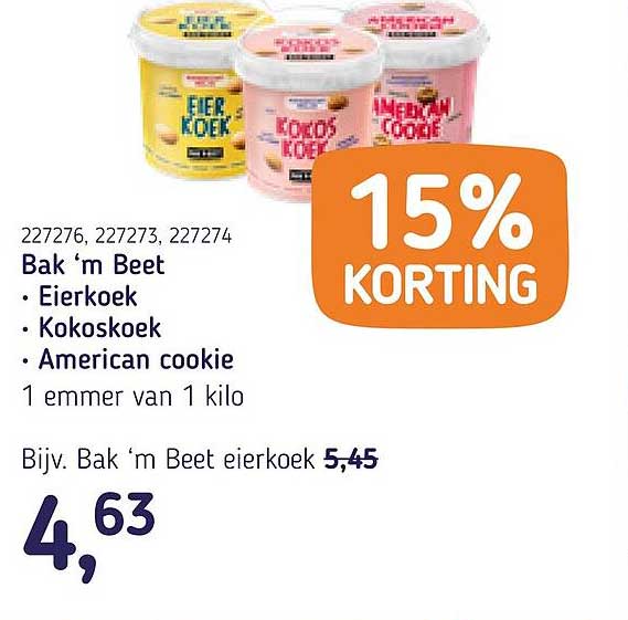 Bak ‘m Beet • Eierkoek • Kokoskoek • American cookie 15% KORTING