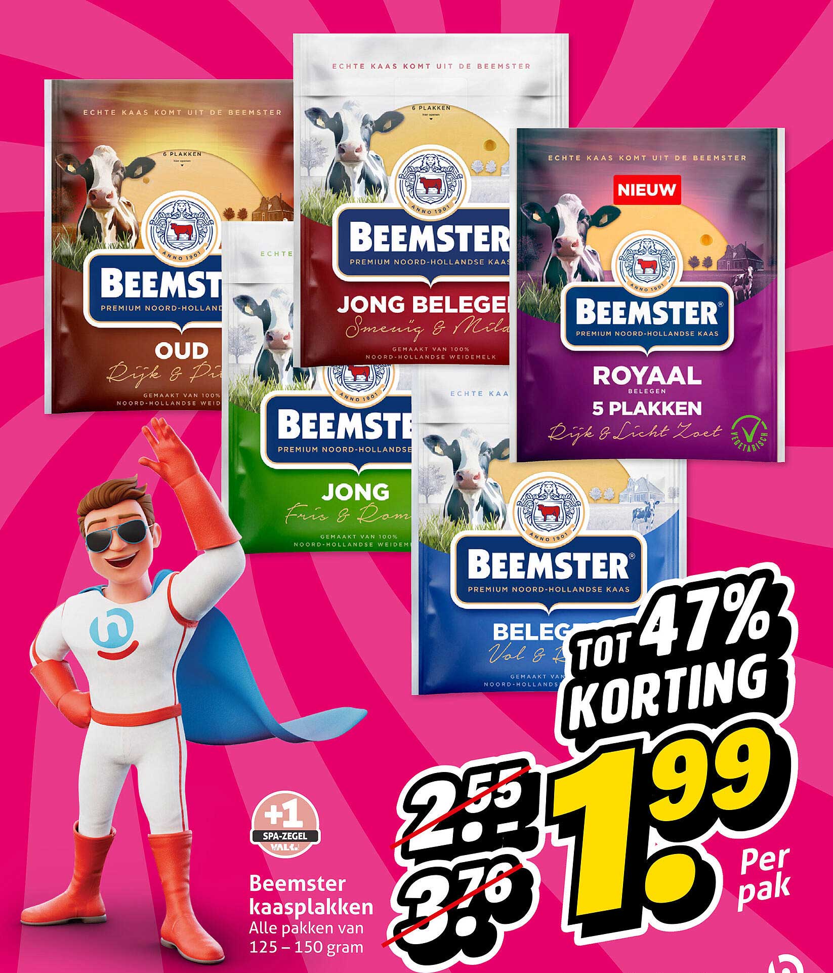 Beemster kaasplakken Alle pakken van 125 - 150 gram +1 Spa-zegel waard!
