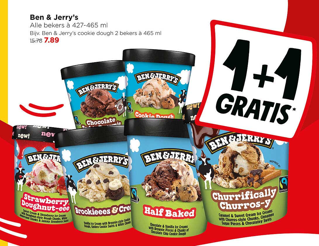 Ben & Jerry’s Alle bekers à 427-465 ml 1+1 GRATIS*