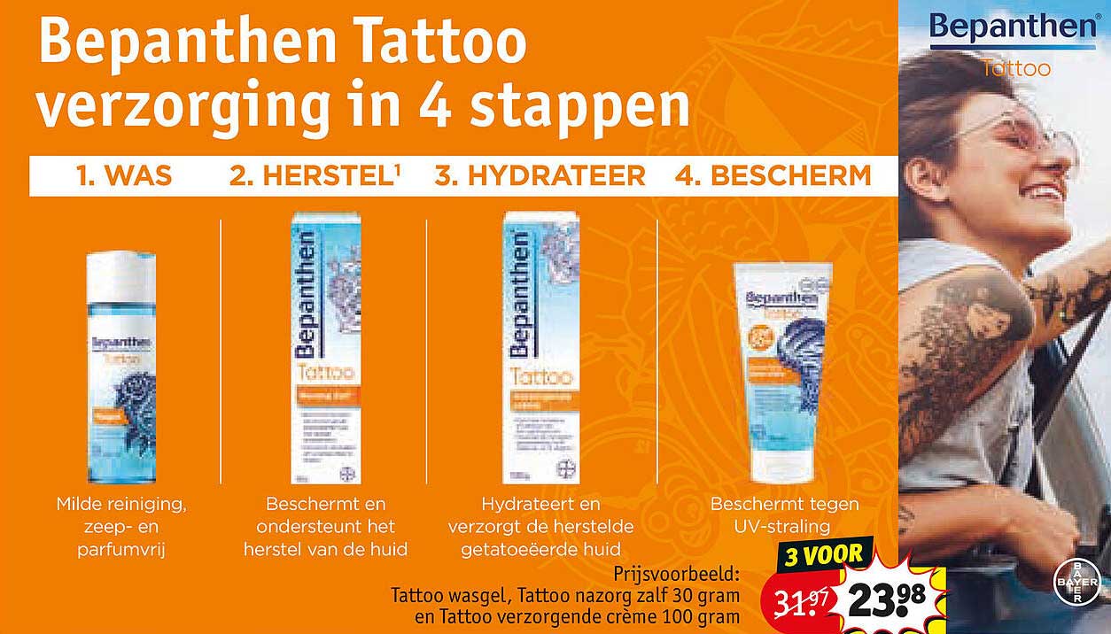 Bepanthen Tattoo verzorging in 4 stappen