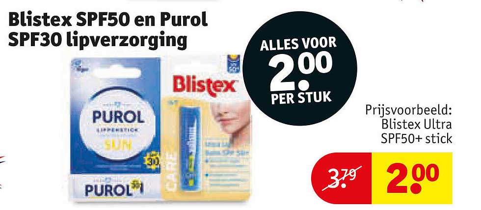 Blistex SPF50 en Purol SPF30 lipverzorging