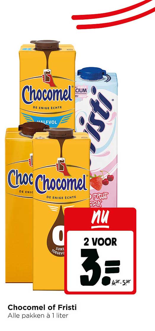 Chocomel of Fristi 2 voor 3=