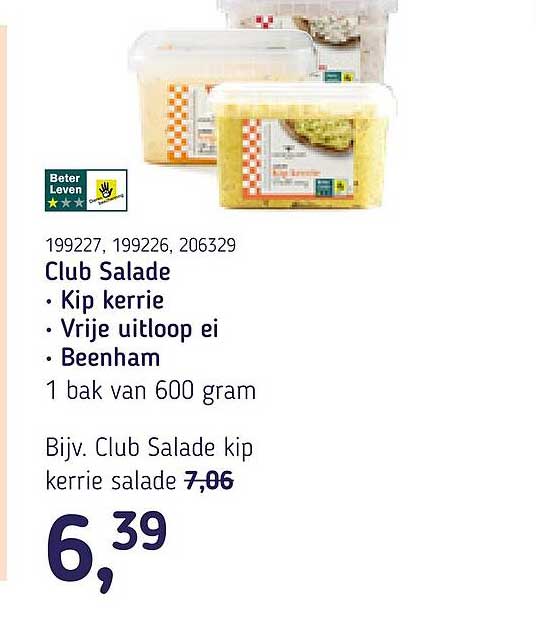 Club Salade - Kip kerrie - Vrije uitloop ei - Beenham