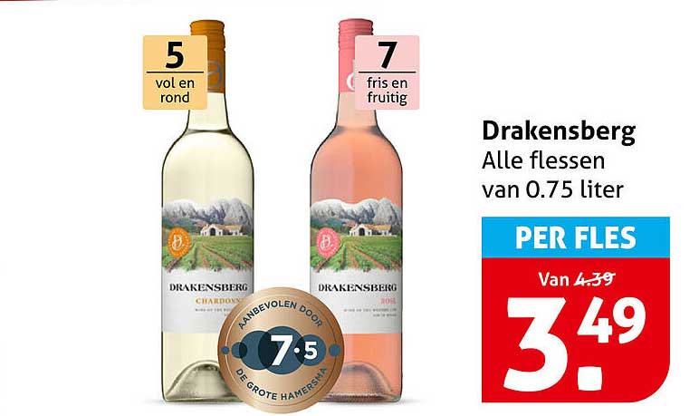 Drakensberg Alle flessen van 0.75 liter PER FLES