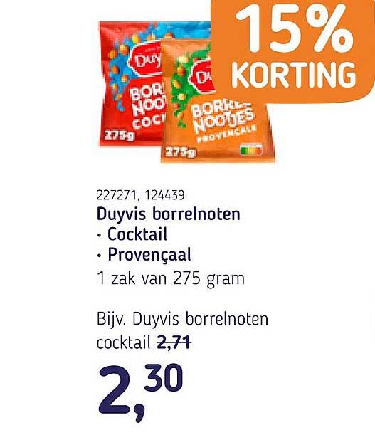Duyvis borrelnoten - Cocktail - Provençaal 15% KORTING