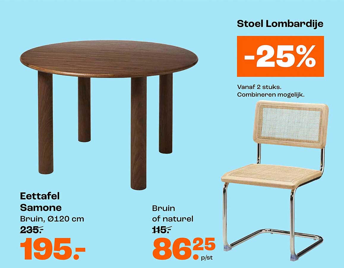Eettafel Samone Bruin, Ø120 cm