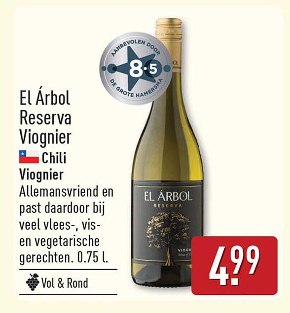El Árbol Reserva Viognier Chili